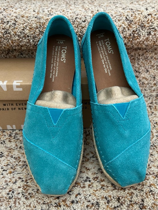 Toms Shoes - TOMS Turquoise Suede Espadrille Slip-On Flats